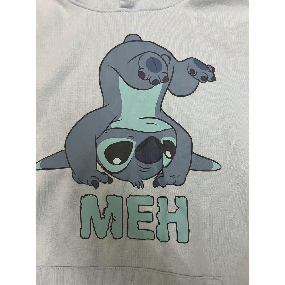 Disney Lilo & Stitch Hoodie Adult M Blue Meh Stitch Pullover Sweatshirt - Picture 2 of 8